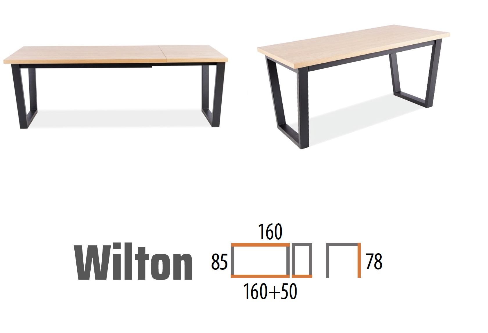 stół rozkładany duży w kolorze dąb 160-210 cm wilton, wymiary